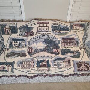 Sharpsburg Maryland Large Tapestry Throw Blanket Historical Landmarks 64 X 44”